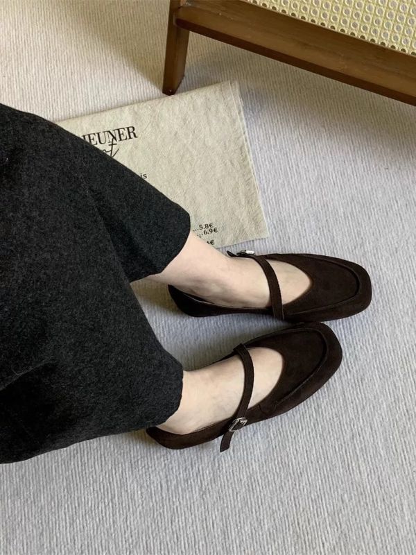 法式平底 真皮瑪莉珍百搭平底鞋 