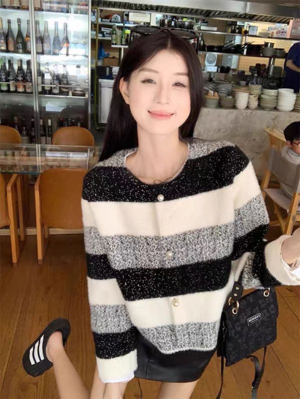 保暖水貂絨小香漸層色毛衣 