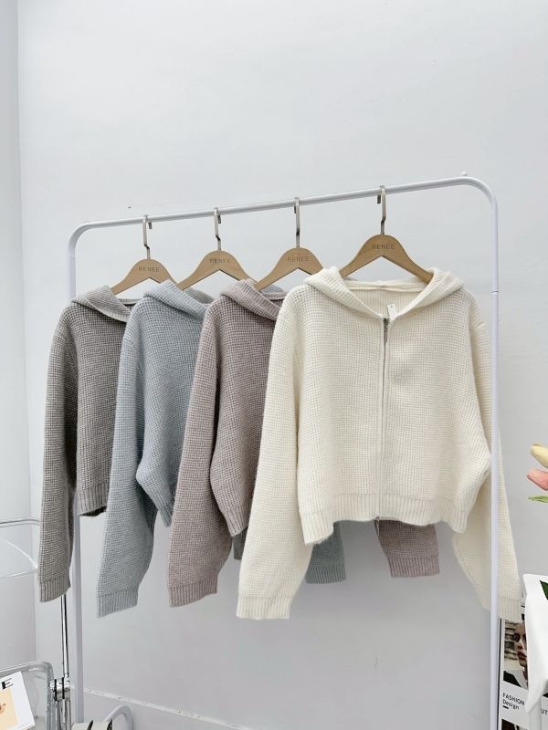 顆粒雙拉鍊毛衣外套 