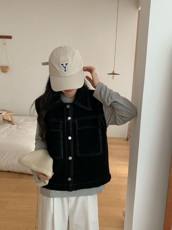 水貂毛連帽背心 