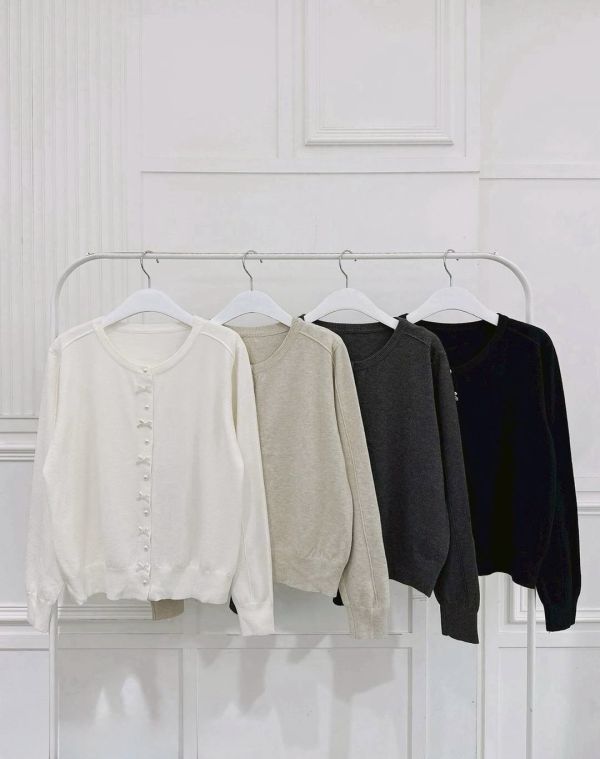 塑膠蝴蝶結 針織外套 