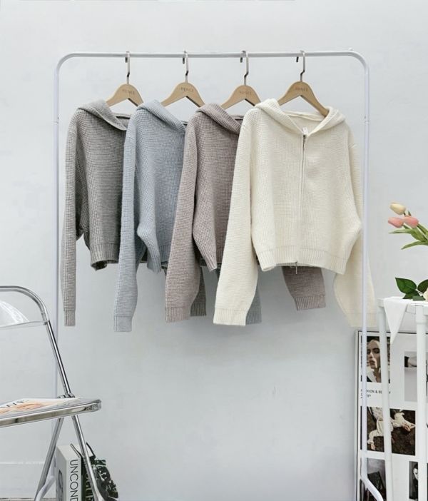 顆粒雙拉鍊毛衣外套 