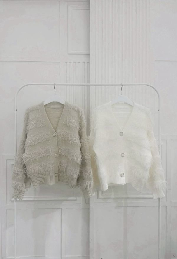 方寶石釦水貂毛外套 