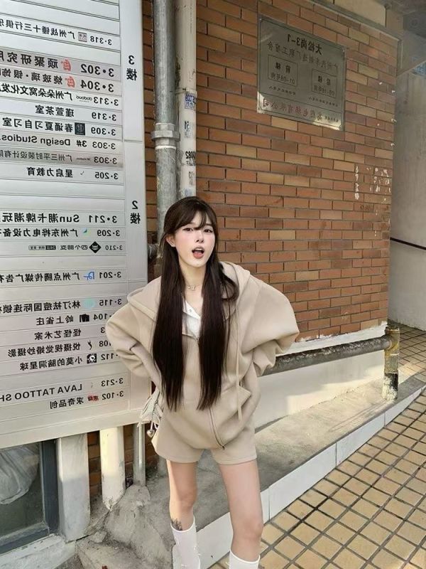 衛衣連帽外套+短褲SET 