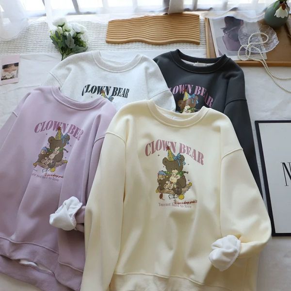 小熊加絨圓領衛衣 