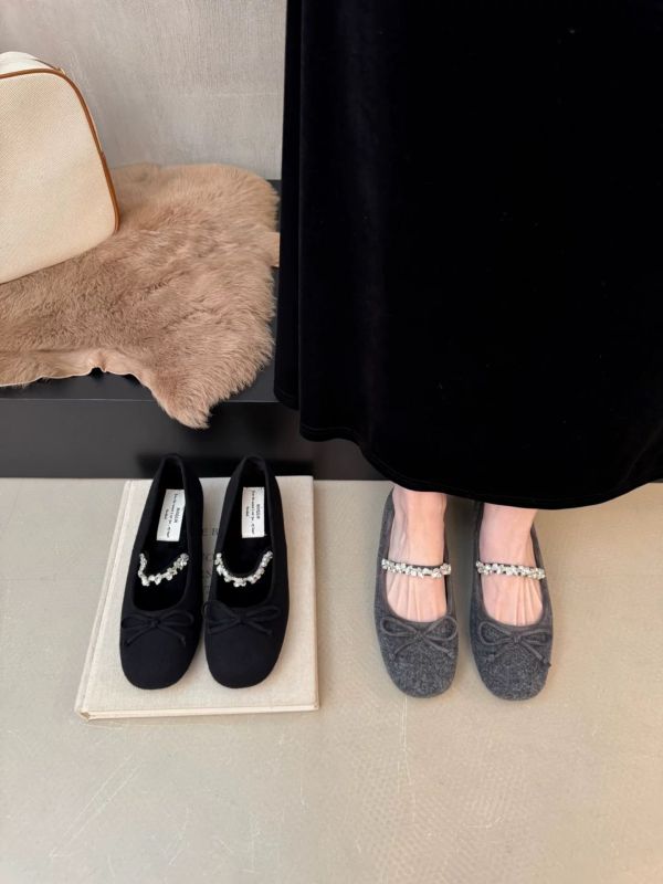 內增高3公分｜毛呢水鑽瑪莉珍平底休閒鞋 美人鞋窩 👠現貨+預購｜小個子內增高3公分｜精緻芭蕾毛呢水鑽內增高加絨瑪莉珍平底鞋~精緻女孩韓系必備新款@Grace