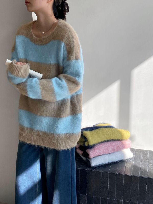 𝐍𝐞𝐰 𝟐𝟎𝟐𝟓 拼色拉毛毛衣 