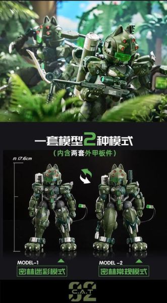 8月預購 鐵嘯 貓型機甲02 密林迷彩預塗版 C.A.T-02 獠 組裝模型 