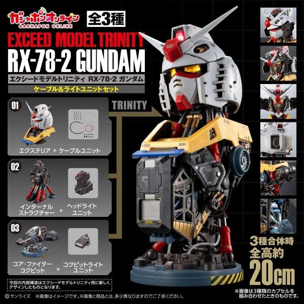 [現貨] 萬代 扭蛋 EXCEED MODEL TRINITY RX-78-2 鋼彈 原配色 一套三款 (扭蛋版 無燈組) 