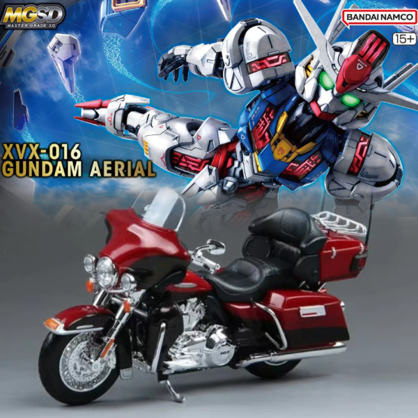 [現貨]清倉特價 MGSD 風靈鋼彈+AOSHIMA 青島 1/12 哈雷戴維森 2013 FLHTK Electra Glide Ultra Limited紅 摩托車 