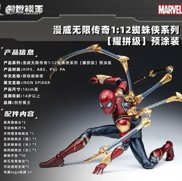 6月預購 創世模王  1/12 鋼鐵蜘蛛人 IRON SPIDER 預塗裝 組裝模型 