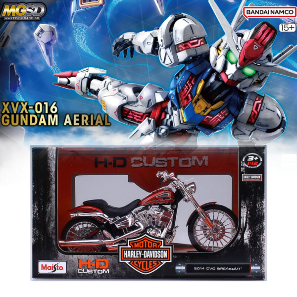 [現貨]清倉特價 MGSD 風靈鋼彈+AOSHIMA 青島 1/12 哈雷.戴維森機車 2014 CVO BREAKOUT摩托車 