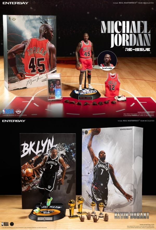 [近期到貨]大特價 ENTERBAY: 1/6 公牛隊 麥可喬丹 45號I'M BACK 限量版 + TERBAY: 1/ 6 NBA 凱文•杜蘭特(RM-1087) 可動人偶 2款合售 