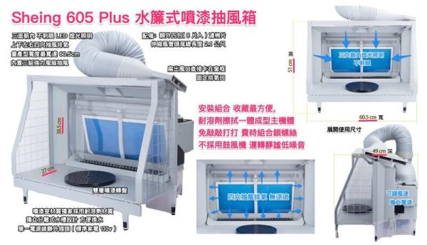 世穎 Sheing 605 Plus 水簾式 噴漆箱 抽風箱 