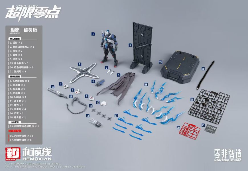 [即將到貨] 和模線 超限零點 第二彈 1/100 忍者 孤影 套裝版 組裝模型 