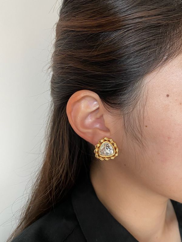 中古Swarovski水鑽耳夾 