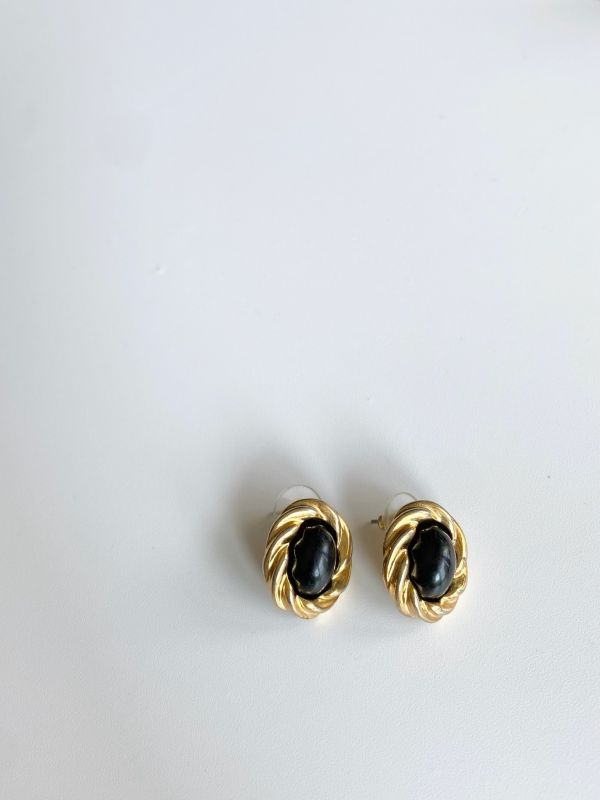 中古黑金經典耳環 