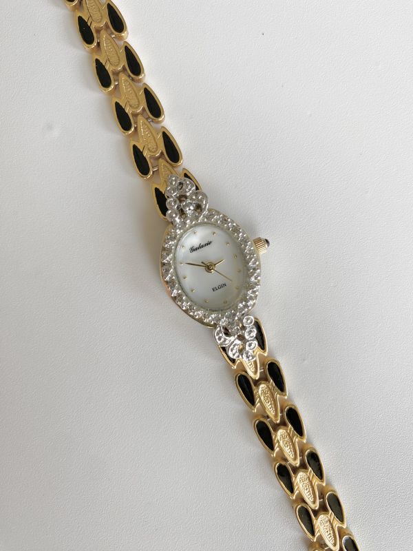 美國 Elgin黑珐瑯白蝶貝錶 | Vintage Elgin in Oval 
