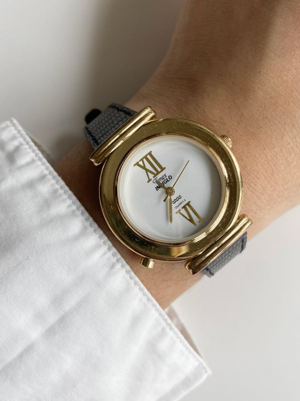 Timex金框真皮錶 | Vintage Timex in Gold 