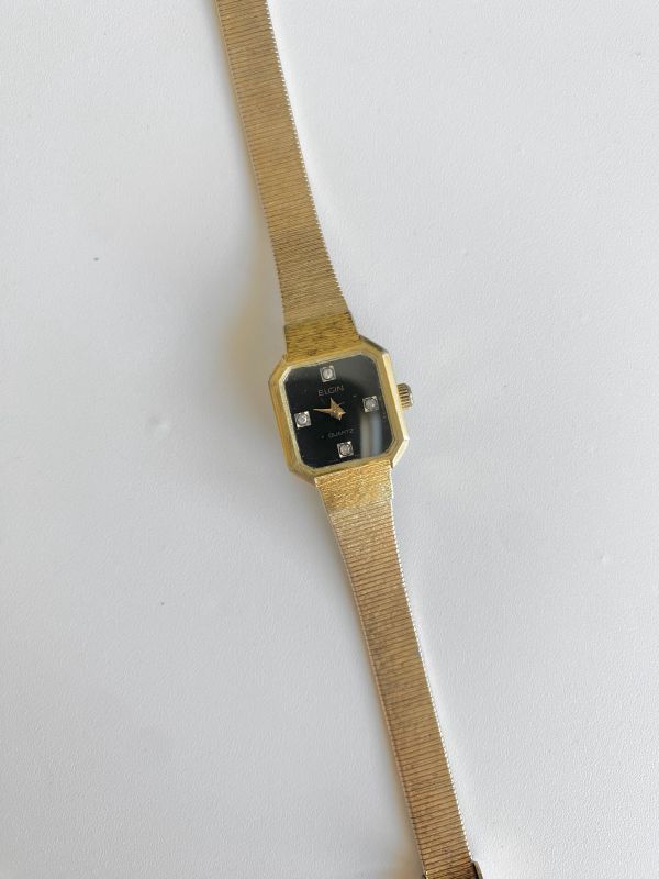 美國Elgin正方形小黑錶 