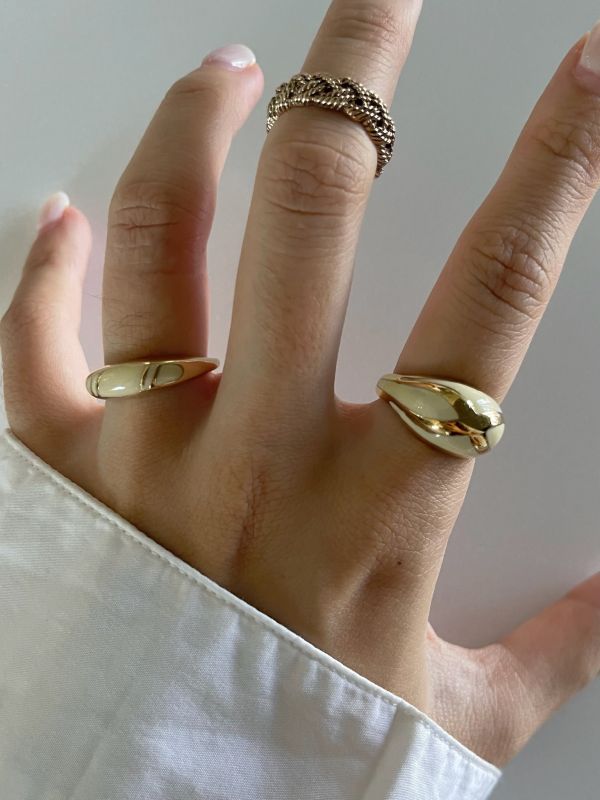 AVON80s白色法瑯戒指(粗) 