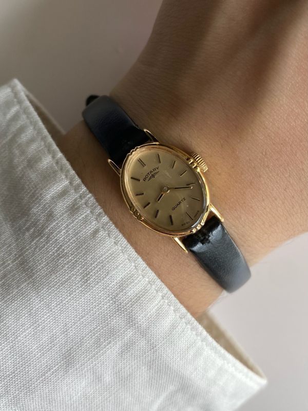 Rotary 金框橢圓皮錶帶 | Vintage Classic Rotary in Oval 
