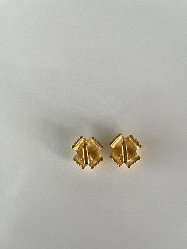 金色 X 編織耳夾 