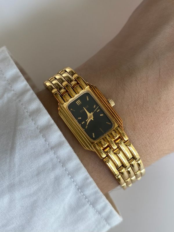 Pulsar長方形小黑錶 | Vintage Pulsar with Black Dial in Gold 