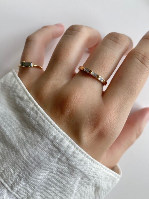 中古Avon 方鑽墨綠戒指 | Vintage Avon Ring In Gold 