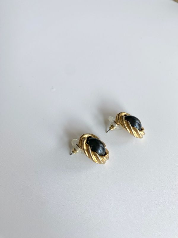 中古黑金經典耳環 