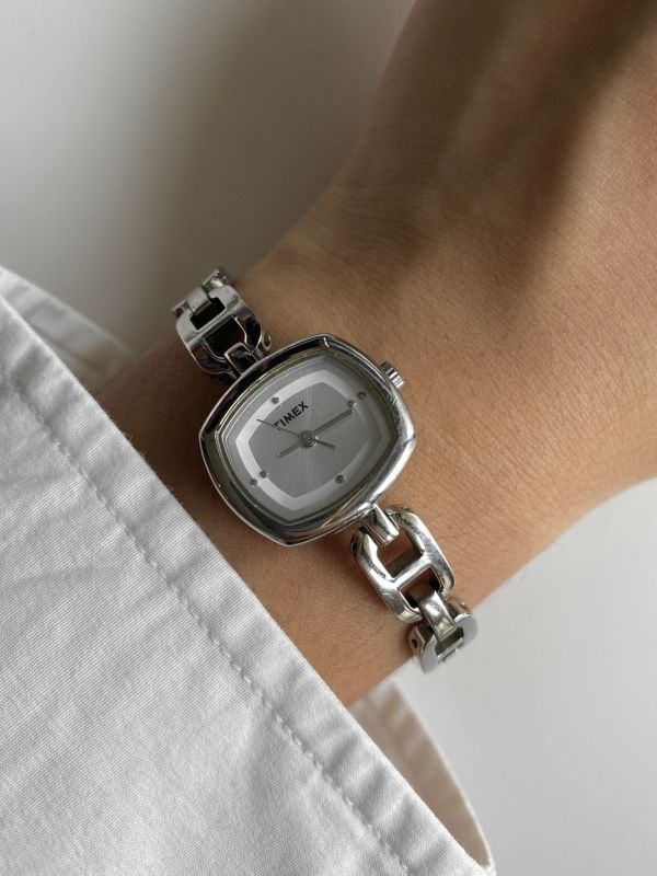 TIMEX中古方形銀錶 | Vintage Square TIMEX in Silver 