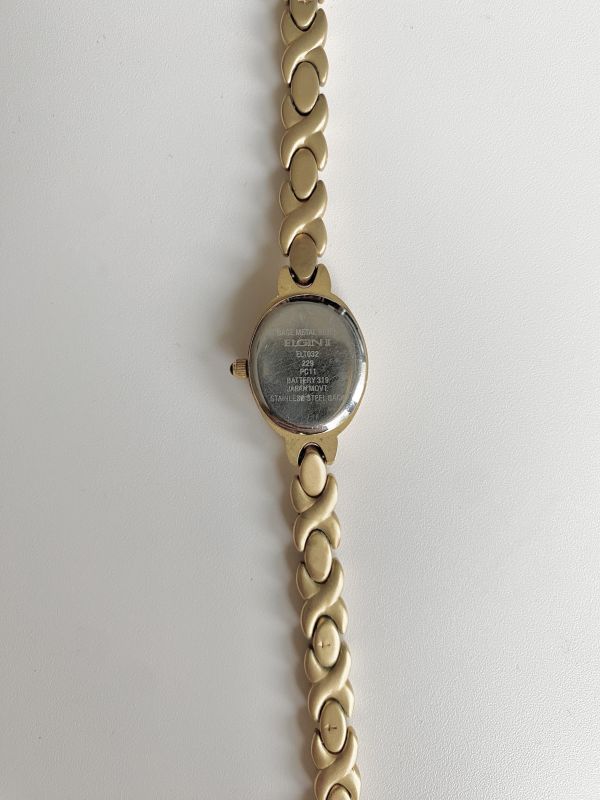美國 Elgin白蝶貝橢圓水鑽錶 | Elgin Rhinestone Vintage Watch 