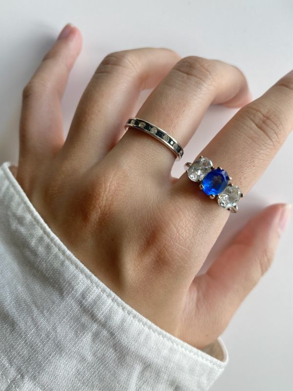 中古藍白橢圓戒  | Vintage Ring Beautiful Blue 