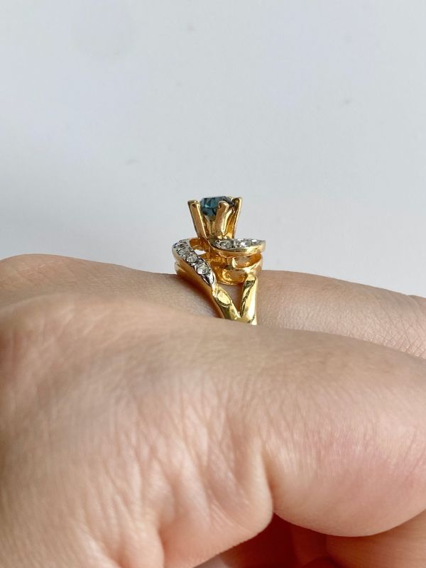 Avon 中古旋轉鑽戒 | Vintage Ring Beautiful Blue Diamond 