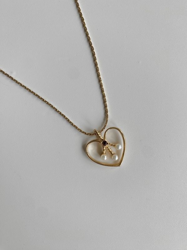 Avon愛心珍珠項鍊 | Vintage Signed Avon Heart-shape Mini Pearl Necklace 