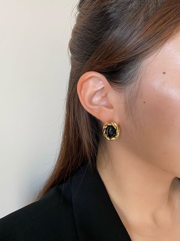 中古黑金經典耳環 