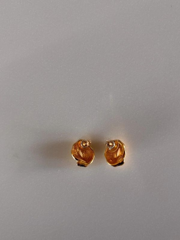 80s深藍金扭結耳環 