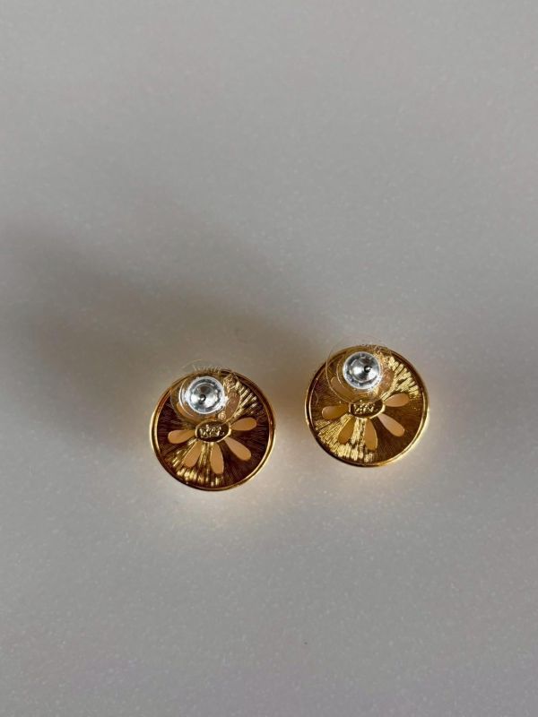 Joan River 80s 珍珠格紋耳環 