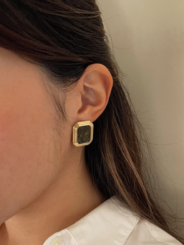 絕美中古墨金耳夾 