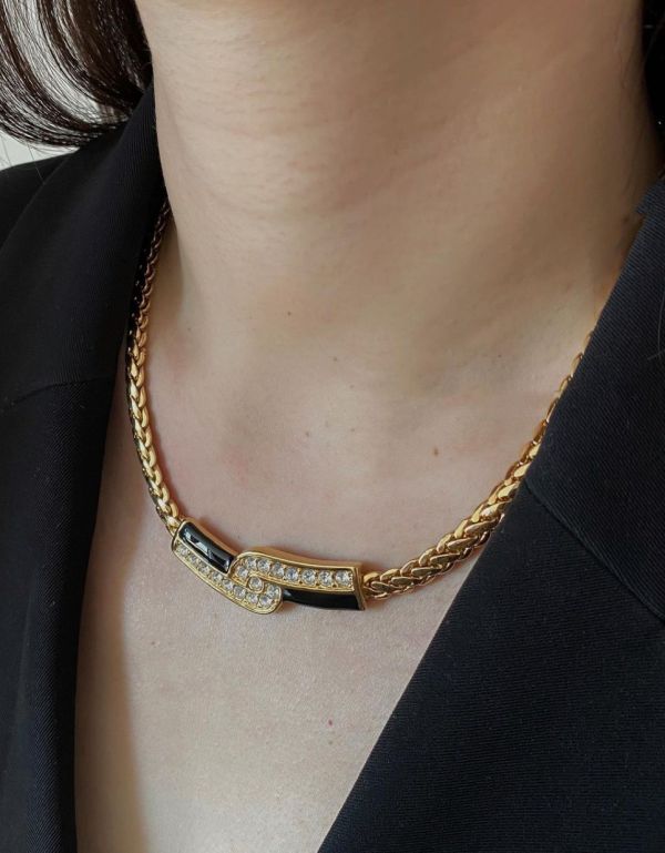 施華洛世奇80年代鍊 | Vintage 80s Signed Swarovski with Braided Necklace 