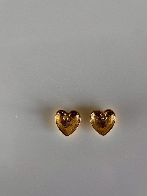 90s 奶油金愛心形耳環 