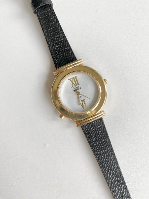 Timex金框真皮錶 | Vintage Timex in Gold 