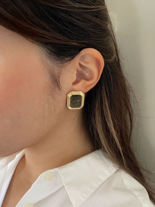 絕美中古墨金耳夾 