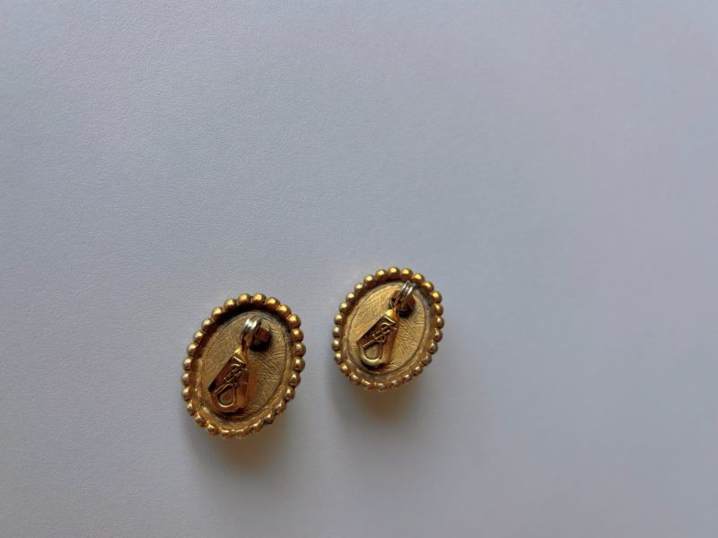 中古YSL古銅珍珠耳夾 