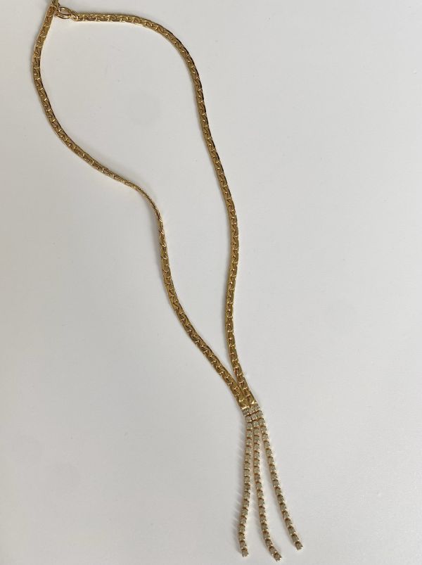 復古鋯石氣質長鍊耳環組 | zircon circle necklace and earrings set 