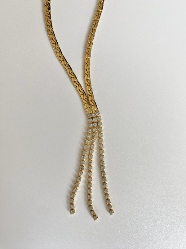復古鋯石氣質長鍊耳環組 | zircon circle necklace and earrings set 