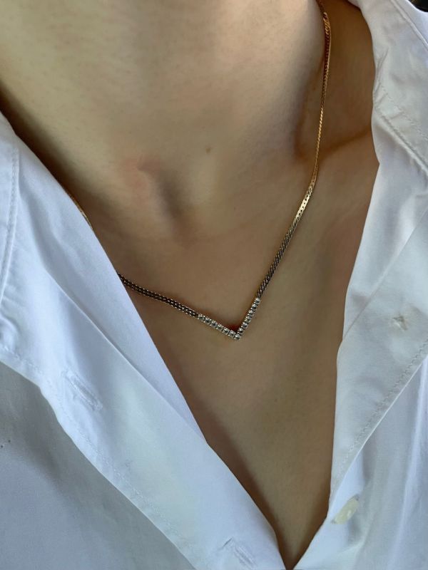 AVON80s簡約白色排鑽短鍊 