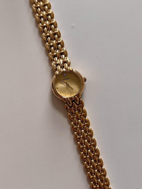 Pulsar 復古珠鏈小金錶 