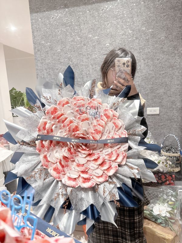 質感銀色大花(36張/52張) 有錢花,鈔票花,金錢花,生日禮物,聖誕禮物,求婚禮物,禮物
