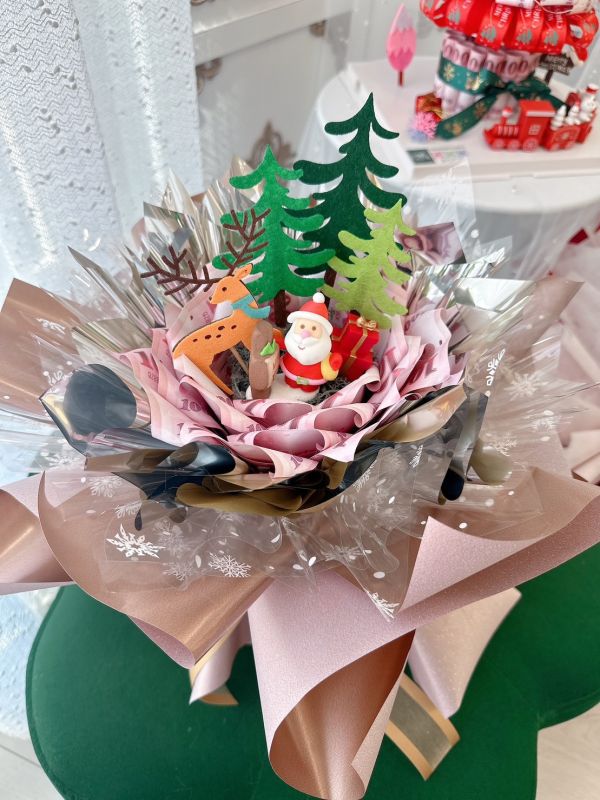 花中聖誕世界 有錢花,鈔票花,金錢花,生日禮物,聖誕禮物,求婚禮物,禮物